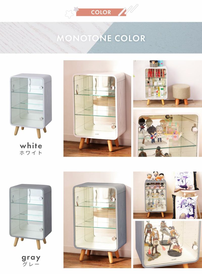 コレクションシェルフ 3段 背面ミラー ケース ガラス 推し活 棚 グッズ